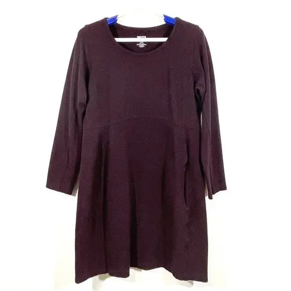 DULUTH TRADING CO Women’s Large Wearwithall Ponte Knit Burgundy Dress - Picture 1 of 8